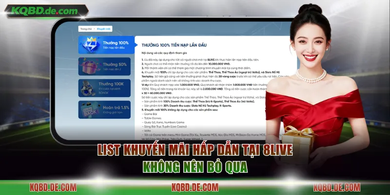 List khuyến mãi hấp dẫn tại 8LIVE không nên bỏ qua